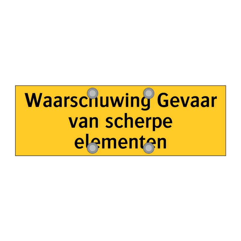 Waarschuwing Gevaar van scherpe elementen