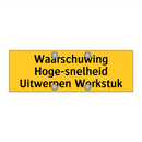 Waarschuwing Hoge-snelheid Uitwerpen Werkstuk