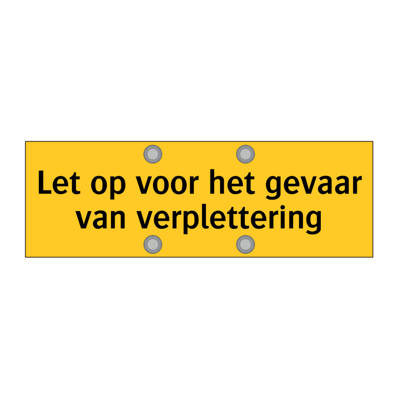 Let op voor het gevaar van verplettering