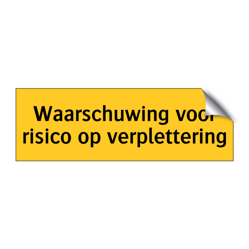 Waarschuwing voor risico op verplettering