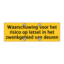 Waarschuwing voor het risico op letsel in het /.../