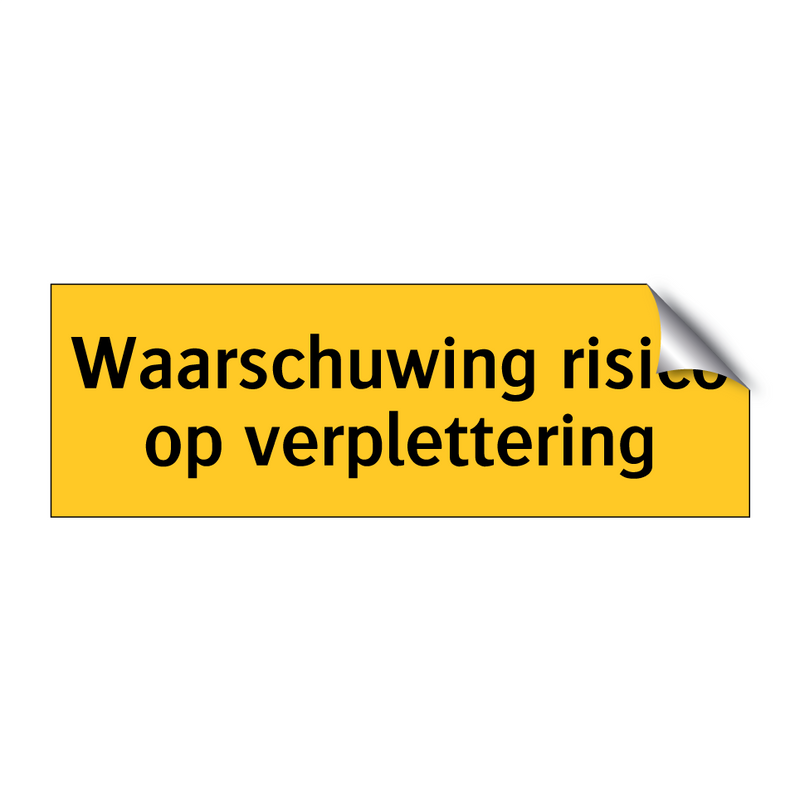 Waarschuwing risico op verplettering