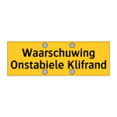 Waarschuwing Onstabiele Klifrand