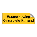 Waarschuwing Onstabiele Klifrand