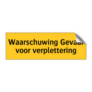 Waarschuwing Gevaar voor verplettering