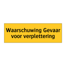 Waarschuwing Gevaar voor verplettering