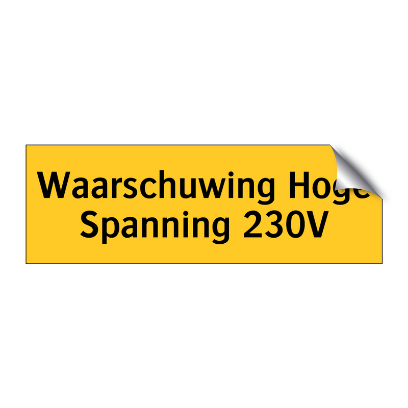 Waarschuwing Hoge Spanning 230V