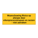 Waarschuwing Risico op allergie door /.../