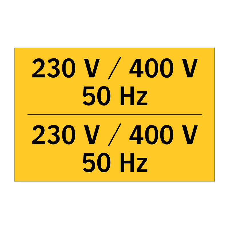 230 V / 400 V 50 Hz