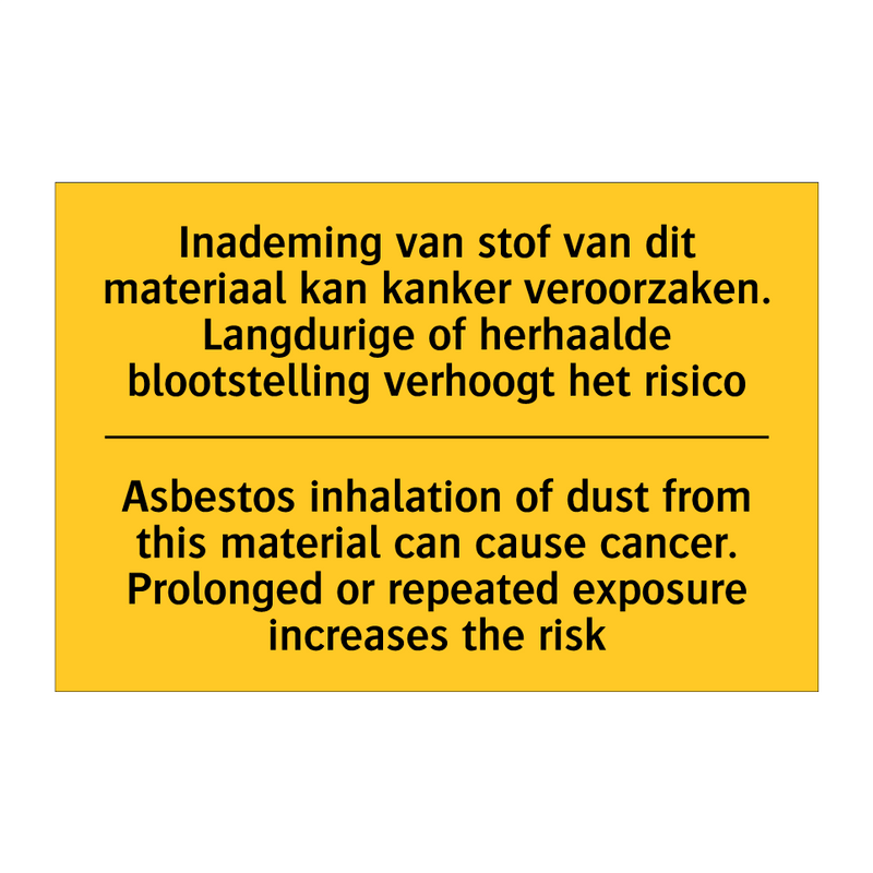 Inademing van stof van dit materiaal /.../ - Asbestos inhalation of dust from /.../