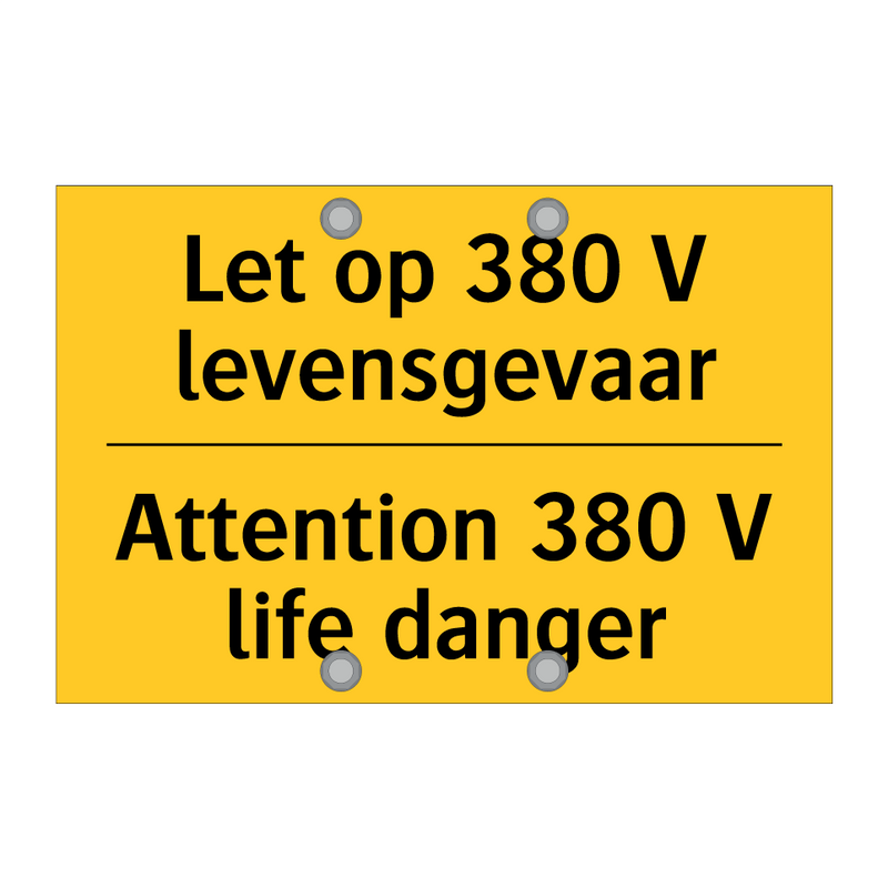 Let op 380 V levensgevaar - Attention 380 V life danger