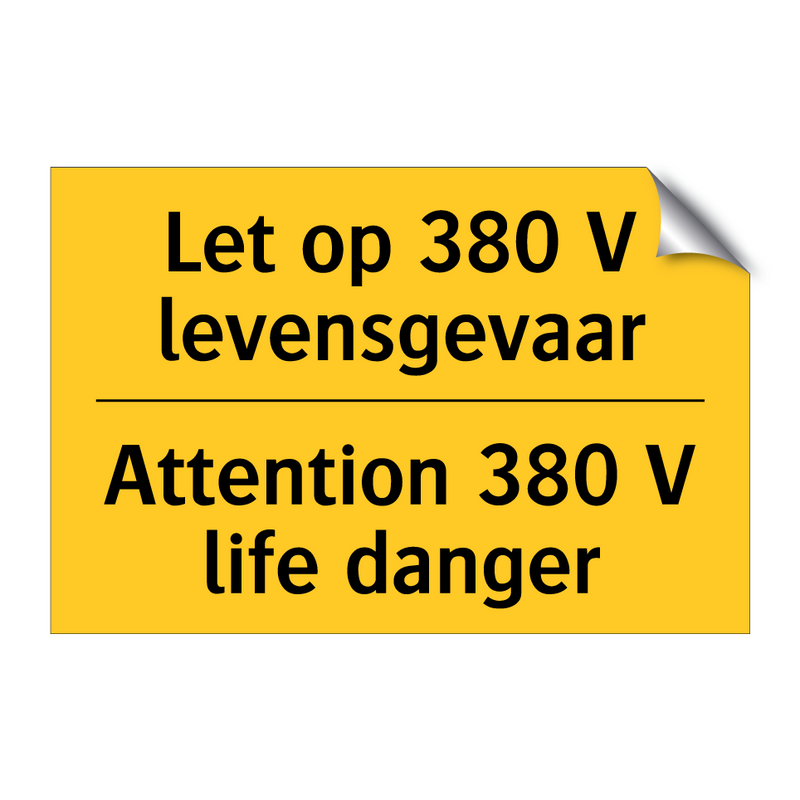 Let op 380 V levensgevaar - Attention 380 V life danger