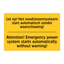 Let op! Het noodstroomsysteem /.../ - Attention! Emergency power system /.../