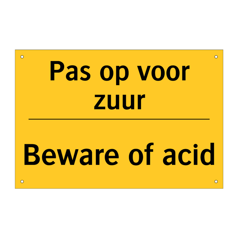 Pas op voor zuur - Beware of acid