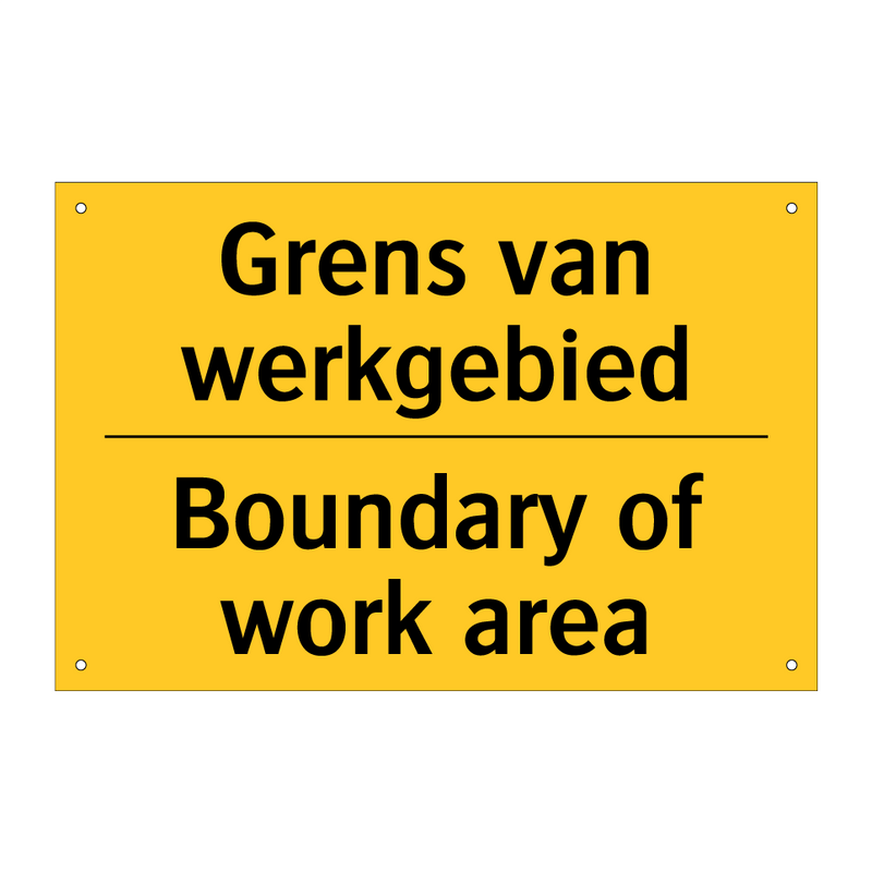 Grens van werkgebied - Boundary of work area