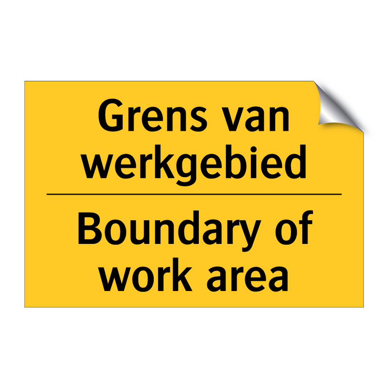 Grens van werkgebied - Boundary of work area
