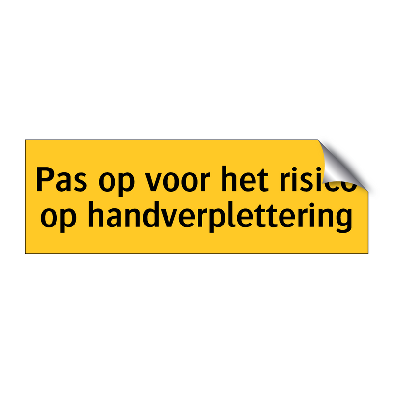 Pas op voor het risico op handverplettering