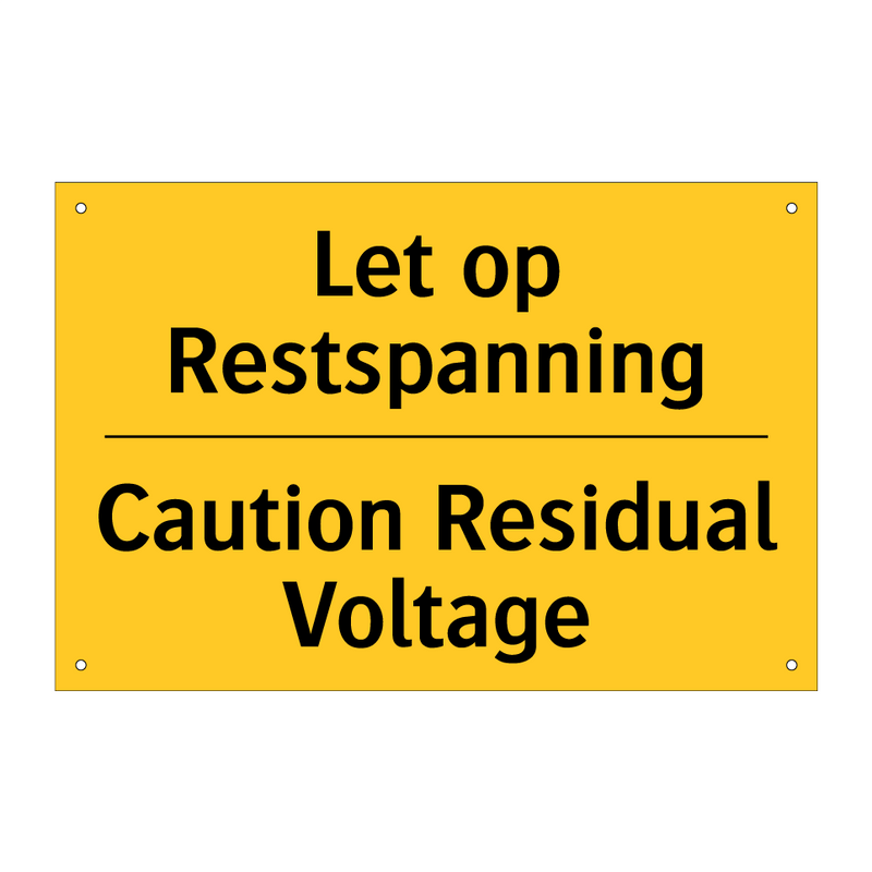 Let op Restspanning - Caution Residual Voltage