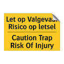 Let op Valgevaar Risico op letsel - Caution Trap Risk Of Injury