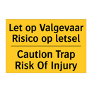 Let op Valgevaar Risico op letsel - Caution Trap Risk Of Injury