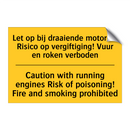 Let op bij draaiende motoren. /.../ - Caution with running engines Risk /.../