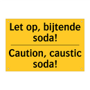 Let op, bijtende soda! - Caution, caustic soda!