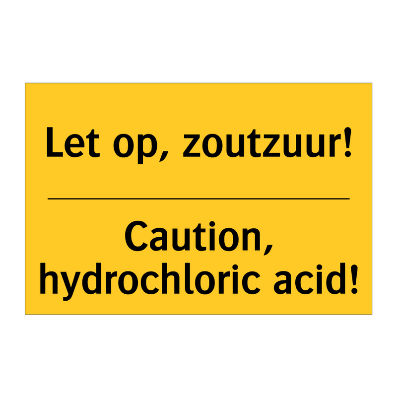 Let op, zoutzuur! - Caution, hydrochloric acid!