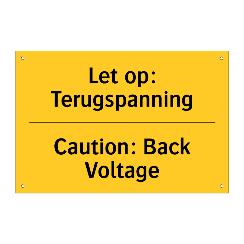 Let op: Terugspanning - Caution: Back Voltage