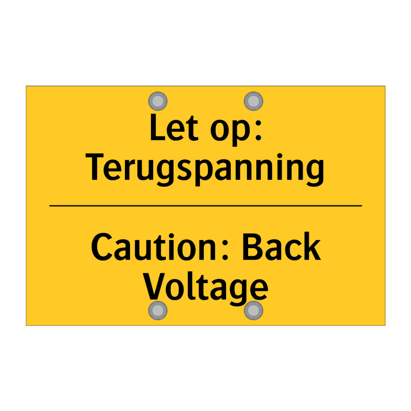 Let op: Terugspanning - Caution: Back Voltage