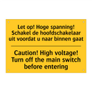 Let op! Hoge spanning! Schakel /.../ - Caution! High voltage! Turn off /.../
