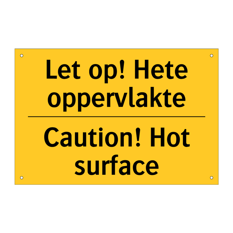 Let op! Hete oppervlakte - Caution! Hot surface