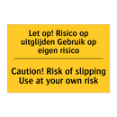 Let op! Risico op uitglijden Gebruik op eigen risico - Caution! Risk of slipping Use at your own risk