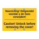 Voorzichtig! Ontgrendel voordat u de hoes verwijdert! - Caution! Unlock before removing the cover!