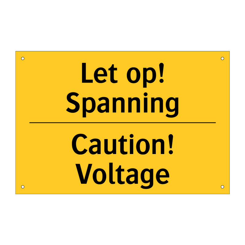 Let op! Spanning - Caution! Voltage