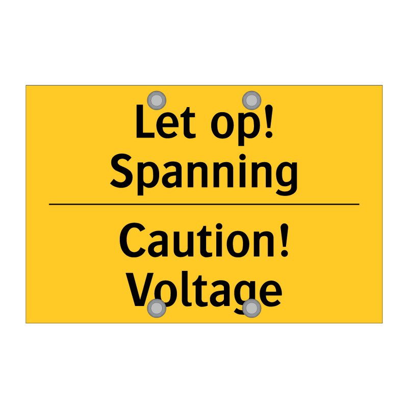 Let op! Spanning - Caution! Voltage