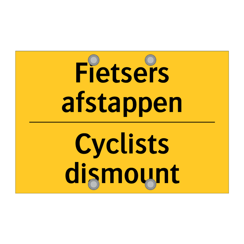 Fietsers afstappen - Cyclists dismount