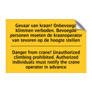 Gevaar van kraan! Onbevoegd klimmen /.../ - Danger from crane! Unauthorized /.../
