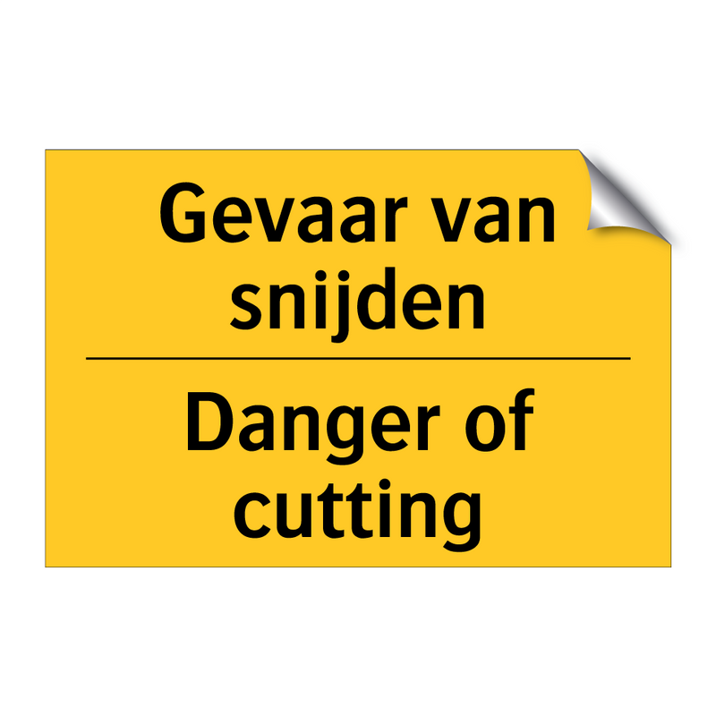 Gevaar van snijden - Danger of cutting