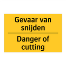 Gevaar van snijden - Danger of cutting