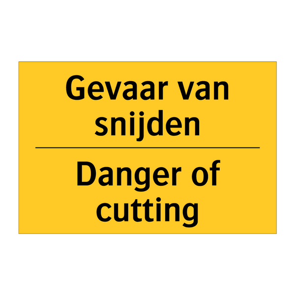 Gevaar van snijden - Danger of cutting