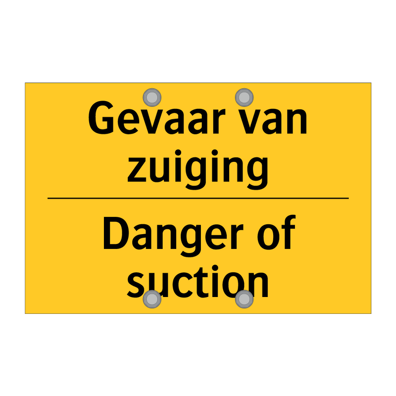 Gevaar van zuiging - Danger of suction