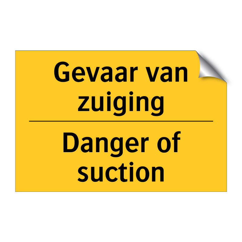 Gevaar van zuiging - Danger of suction