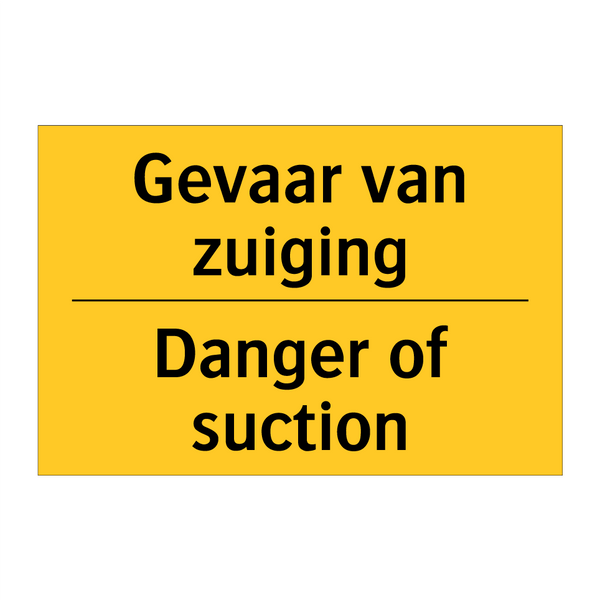 Gevaar van zuiging - Danger of suction