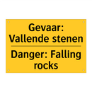 Gevaar: Vallende stenen - Danger: Falling rocks