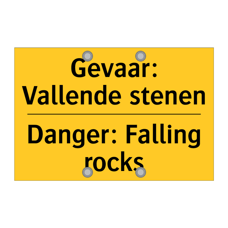 Gevaar: Vallende stenen - Danger: Falling rocks
