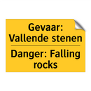 Gevaar: Vallende stenen - Danger: Falling rocks