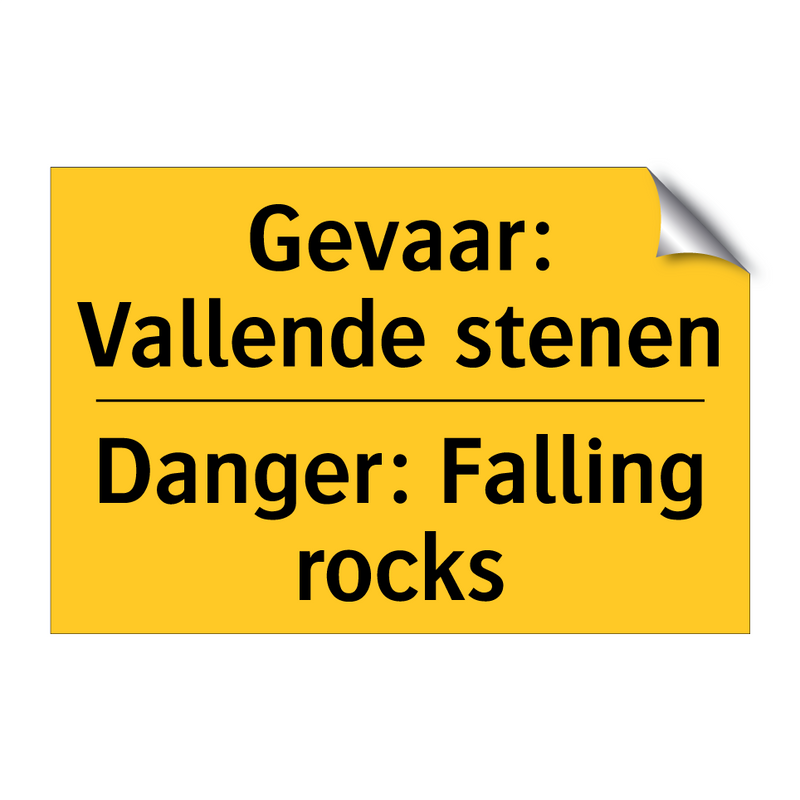 Gevaar: Vallende stenen - Danger: Falling rocks