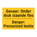 Gevaar: Onder druk staande fles - Danger: Pressurized bottle