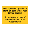 Niet openen in geval van brand /.../ - Do not open in case of fire and /.../