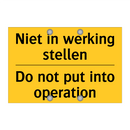 Niet in werking stellen - Do not put into operation